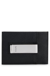BOSS Leather Card Holder & Money Clip With Silver Effect Logo