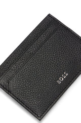 BOSS Leather Card Holder & Money Clip With Silver Effect Logo