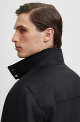 BOSS H-Coxtan Relaxed-Fit Virgin Wool Coat In Black