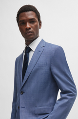 BOSS SLIM-FIT 2pcs Suit In CHECKED VIRGIN-WOOL SERGE