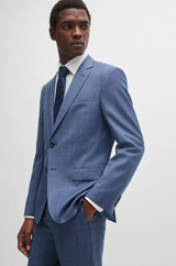 BOSS SLIM-FIT 2pcs Suit In CHECKED VIRGIN-WOOL SERGE