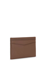 Boss Logo-lettering card holder in grained leather