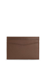 Boss Logo-lettering card holder in grained leather