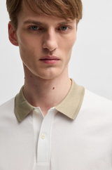 Boss Mercerized-Cotton Slim-Fit Polo Shirt with Collar Stripe
