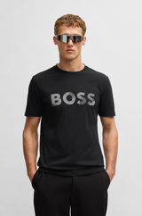 Boss Cotton-Jersey T-Shirt with Logo Print