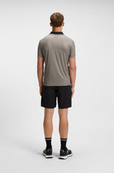 Boss Active slim-fit ripstop polo shirt with color-blocking