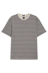 Boss Mercerized-cotton T-shirt with grid pattern