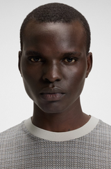 Boss Mercerized-cotton T-shirt with grid pattern