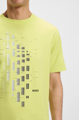Boss Stretch-cotton T-shirt with Geometric Print