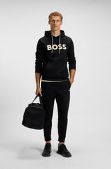 BOSS Cotton-blend hoodie with moulded logo