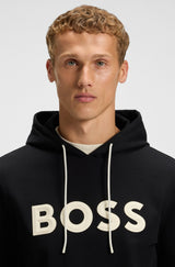 BOSS Cotton-blend hoodie with moulded logo