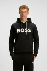 BOSS Cotton-blend hoodie with moulded logo