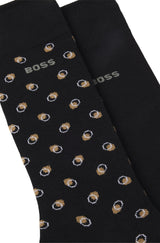 Mini-pattern cotton blend Socks Pack of 2