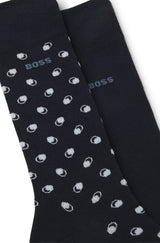 Mini-pattern cotton blend Socks Pack of 2