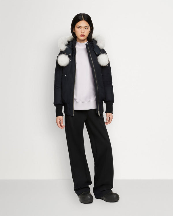 Moose knuckles Women Original Debbie Bomber in Navy with Natural Shearling