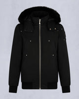 Moose knuckles Mens Original Ballistic Bomber in Black with Black Shearling