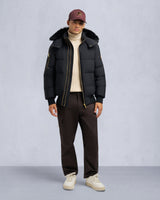 MOOSE KNUCKLES GOLD SERIES STAGG SHEARLING TRIM BOMBER JACKET
