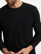 John Varvatos Jacquard Black Texture Long Sleeve Crew