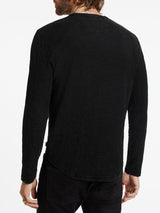 John Varvatos Jacquard Black Texture Long Sleeve Crew