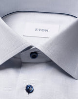 Eton Slim Fit Blue Neat with Navy Buttons Shirt