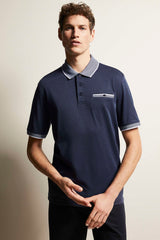Bugatti Polo shirt with Contrasting Stripes in Navy