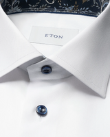 Eton White Floral Effect Signature Twill Shirt