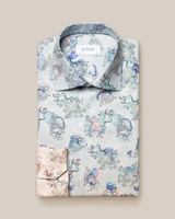 ETON Fine Twill Light Blue Paisley Button Up