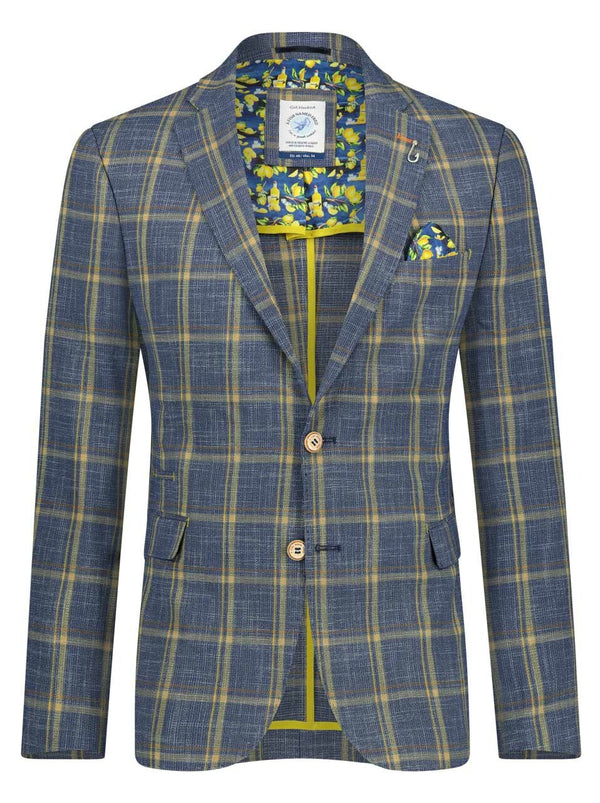 A Fish Named Fred Limoncello Blazer in Navy and Yellow