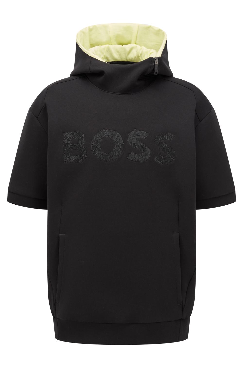 BOSS x AJBXNG Sood relaxed-fit short-sleeved hooded sweatshirt with lo –  Faded Soul