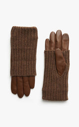 Soia & Kyo CARAMEL leather gloves with knit lining