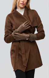 Soia & Kyo CARAMEL leather gloves with knit lining