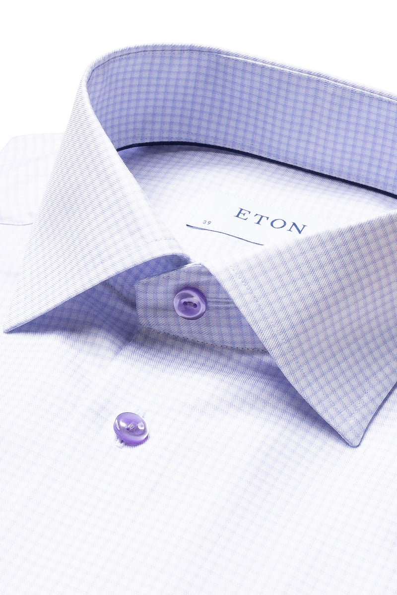 ETON Contemporary Fit Purple Check Fine Twill Shirt