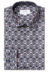 ETON Blue & Purple Bold Medallion Print Slim Fit Shirt