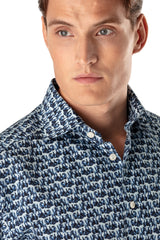 ETON Slim Fit Glass Print Fine Twill Shirt