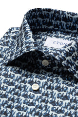 ETON Slim Fit Glass Print Fine Twill Shirt