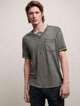 John Varvatos Davis Burnout V-Neck with Chest Pocket