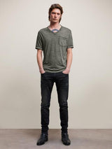 John Varvatos Davis Burnout V-Neck with Chest Pocket