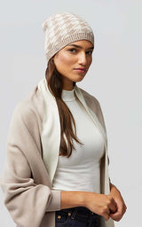 Soia & Kyo MARGOT houndstooth pattern rib knit hat