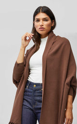 Soia & Kyo MIKU knitted scarfigan with fringe