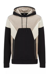 BOSS Color-blocked hooded sweatshirt in a cotton blend