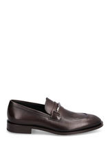 BOSS ITALIAN-MADE LEATHER LOAFERS WITH BRANDED HARDWARE TRIM