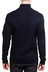 C.P. Company Lens Waffle Knit Zip Cardigan in Navy