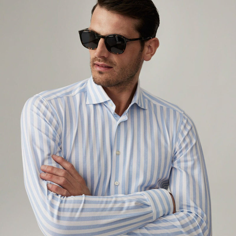 Emanuel Berg Byron Light Blue Striped 4Flex Shirt