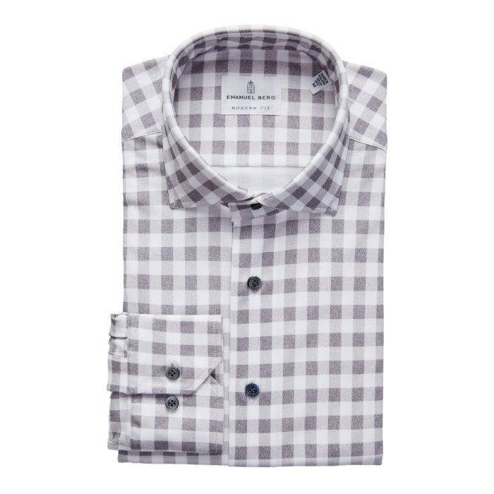 Emanuel Berg Byron Grey Checked 4Flex Shirt
