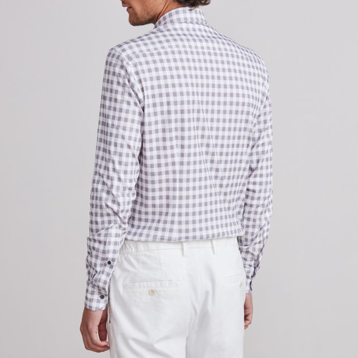 Emanuel Berg Byron Grey Checked 4Flex Shirt