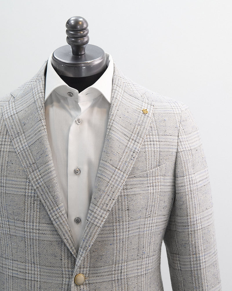 Tagliatore Light Grey Plaid Blazer