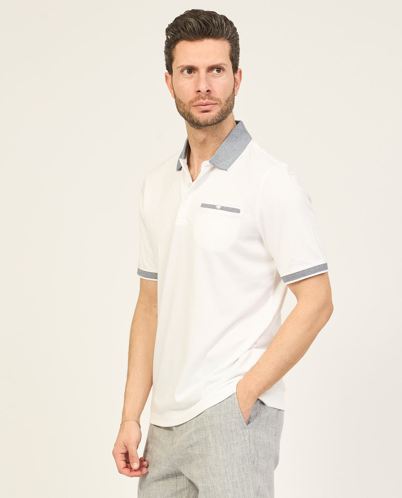 Bugatti White Polo Shirt with pockets