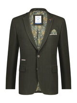 A Fish Named Fred Herringbone Blazer in Dark Green