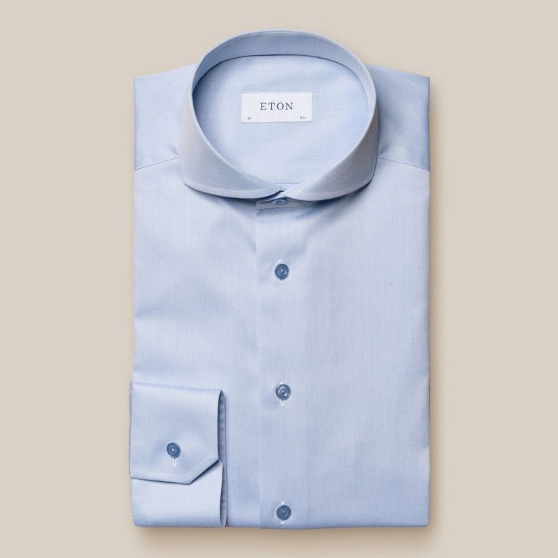 Eton Light Blue Micro Print Effect Signature Twill Slim-fit Shirt