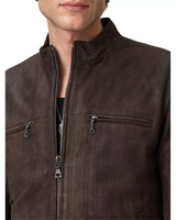 Damien Plated Leather Cafe Racer Jacket